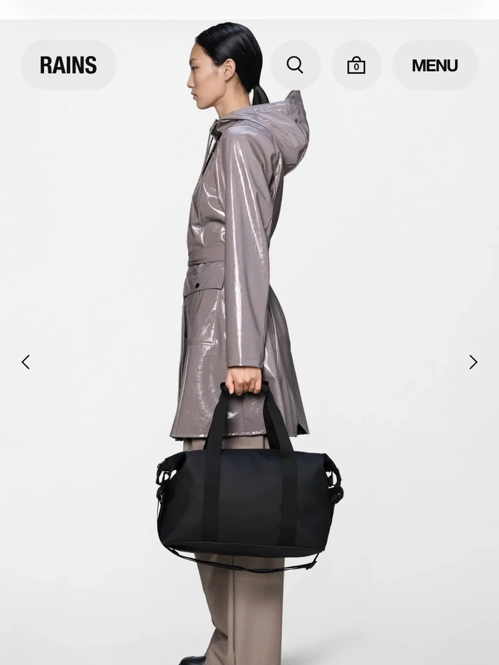 RAINS Black Waterproof Weekend Bag W3 Unisex